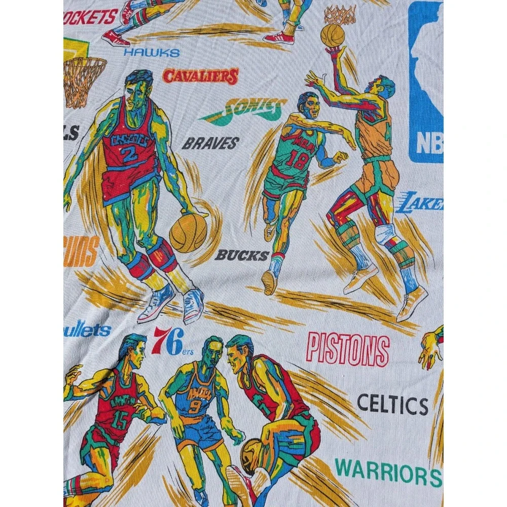 Rare Vintage 1970's NBA‎ Basketball Bedspread Sheet Fabric Approx 70